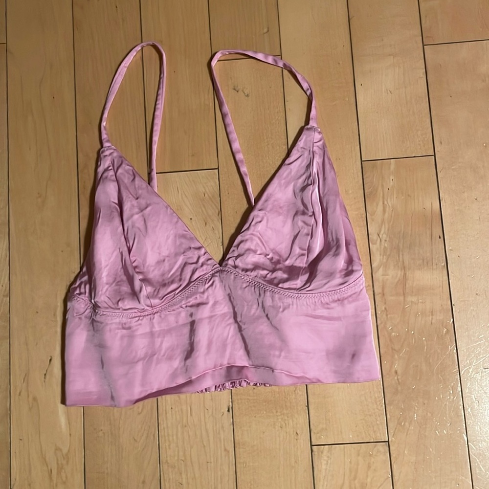 Pink satin top xxs with adjustable straps aerie